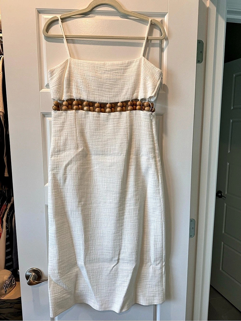 Antonio Melani Maxi Dress with Beaded Waist in White Size Small NWOT